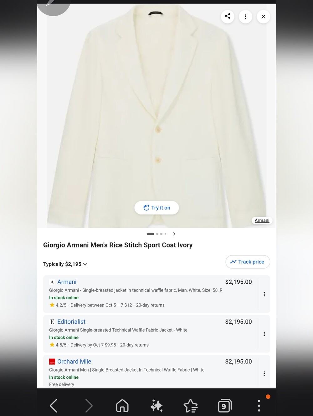 Giorgio Armani Cream Textured Lightweight Blazer Jacket